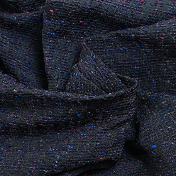 Jacquard de polycoton fantaisie bleu