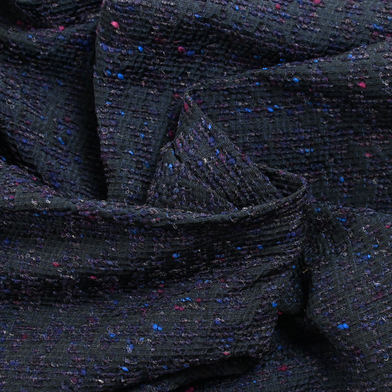 Jacquard de polycoton fantaisie bleu
