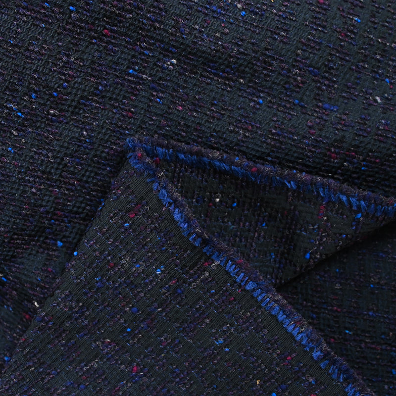 Jacquard de polycoton fantaisie bleu