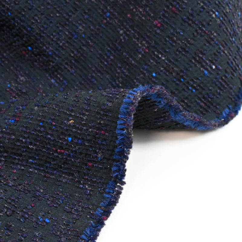 Jacquard de polycoton fantaisie bleu