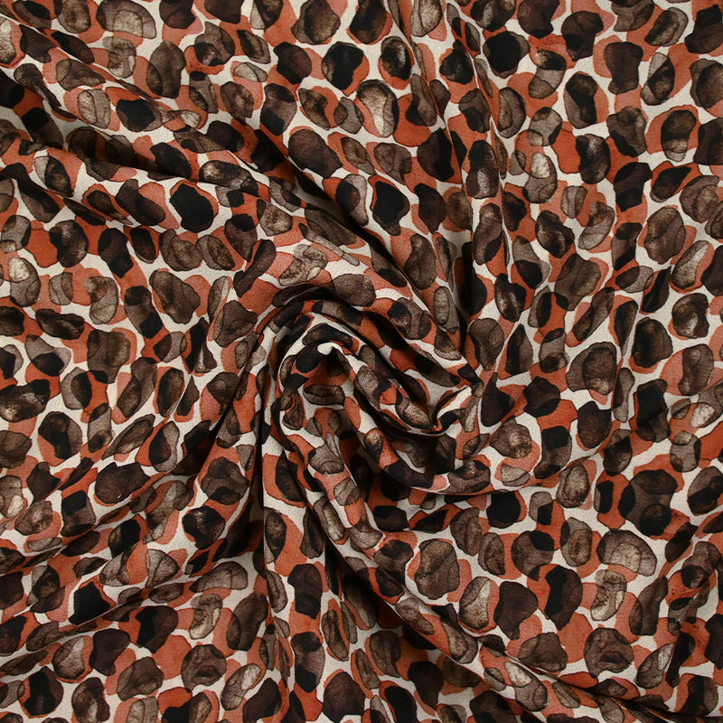 Crêpe polyester imprimé aquarelle sauvage fond blanc
