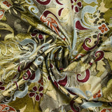 Jacquard de polyester satiné imprimé fantaisie baroque kaki