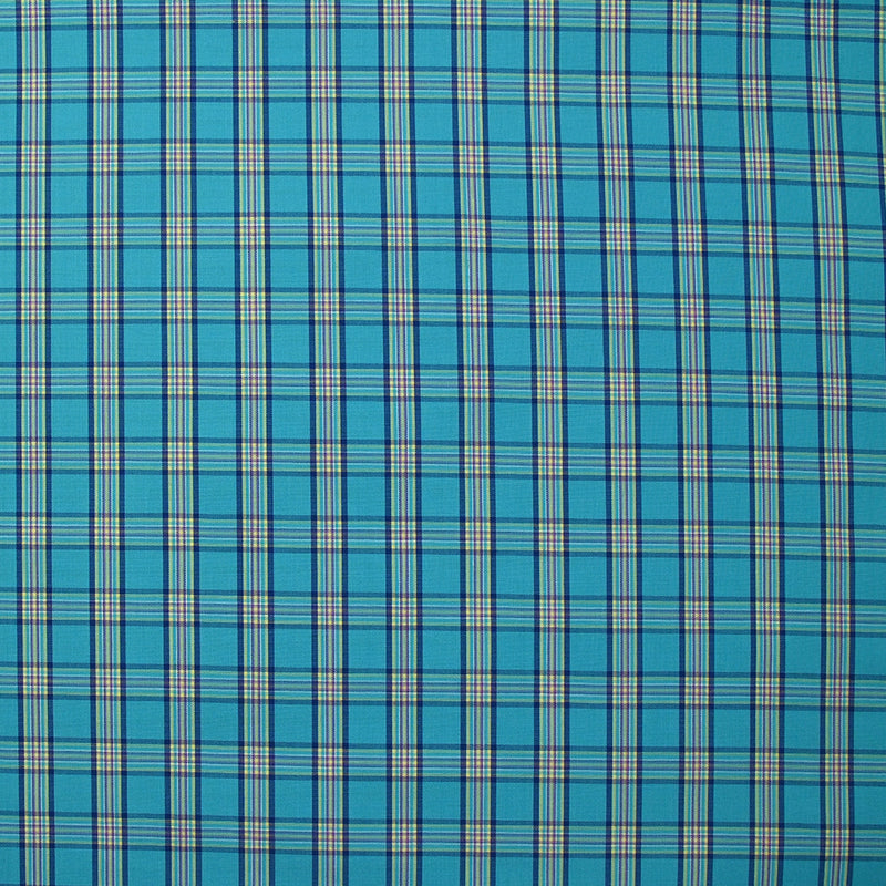 Coton chemise à carreaux fond turquoise