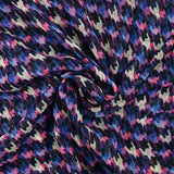 Mousseline crinkle imprimée pied-de-poule bleu et rose