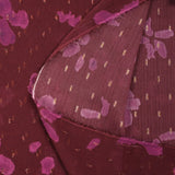 Mousseline crinkle imprimée plumetis lurex fleurs magenta fond pourpre