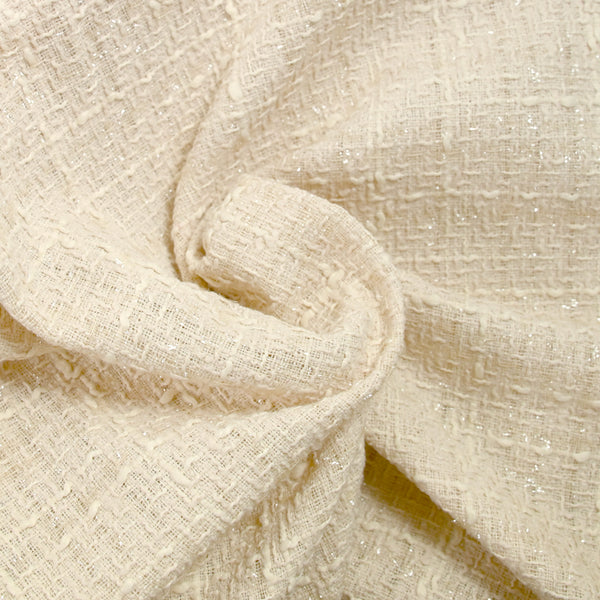 Tweed Emma lurex polyester fond crème