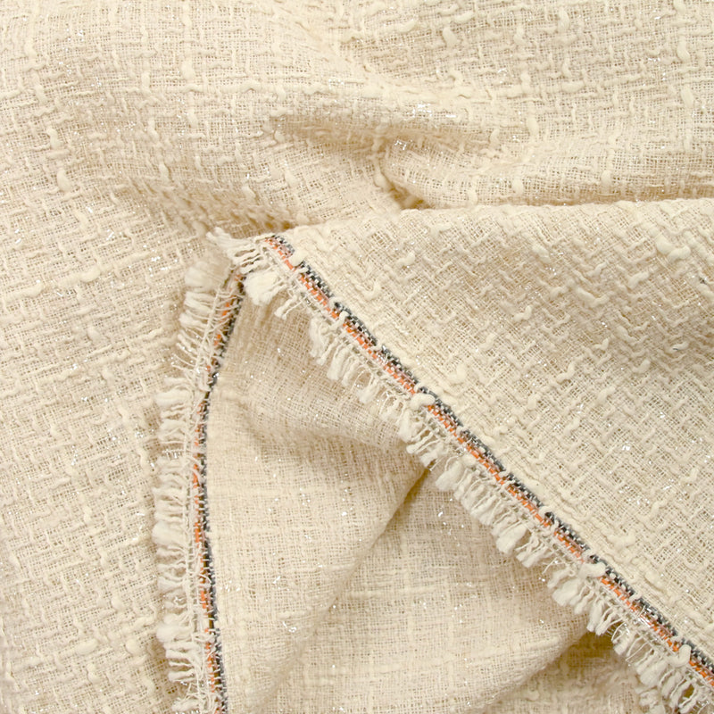 Tweed Emma lurex polyester fond crème