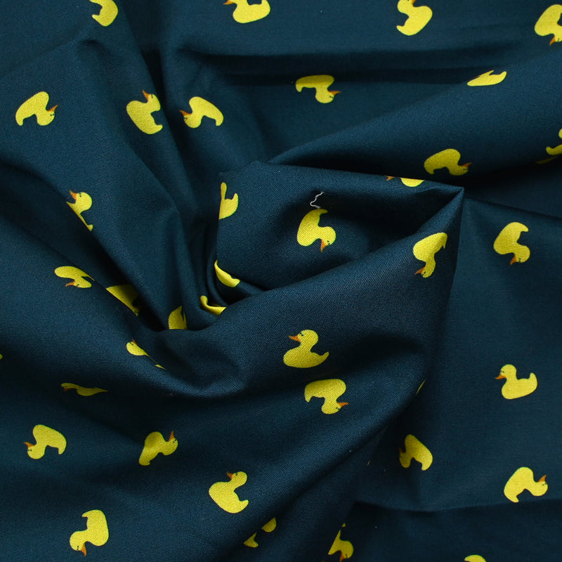 Estampado de algodón pequeño pato amarillo azul aficionado