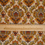 Velours de coton côtelé blazon feu fond crème