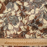 Polyester dévoré ombre de fleurs marron et écru