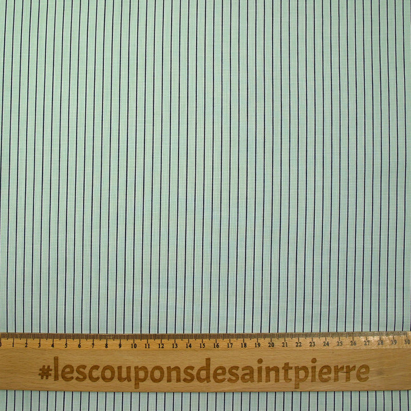 Coton fantaisie rayé vert d'eau et bleu nuit