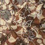 Polyester dévoré ombre de fleurs marron et écru