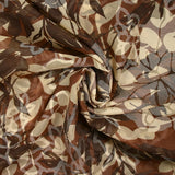 Polyester dévoré ombre de fleurs marron et écru