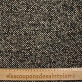 Laine mélangée bouclettes noires chevrons 60mm marron et écru