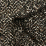 Laine mélangée bouclettes noires chevrons 60mm marron et écru