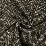 Laine mélangée bouclettes noires chevrons 60mm marron et écru