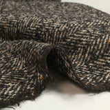 Laine mélangée bouclettes noires chevrons 60mm marron et écru