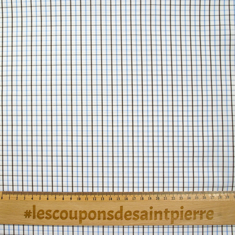Cotton checked shirt brown and blue white background