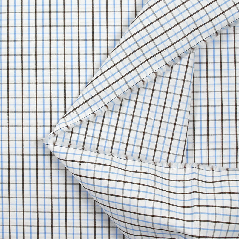 Cotton checked shirt brown and blue white background