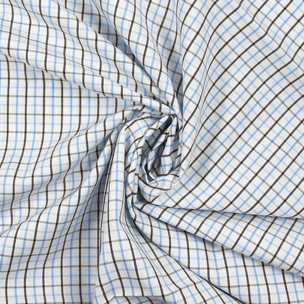 Cotton checked shirt brown and blue white background