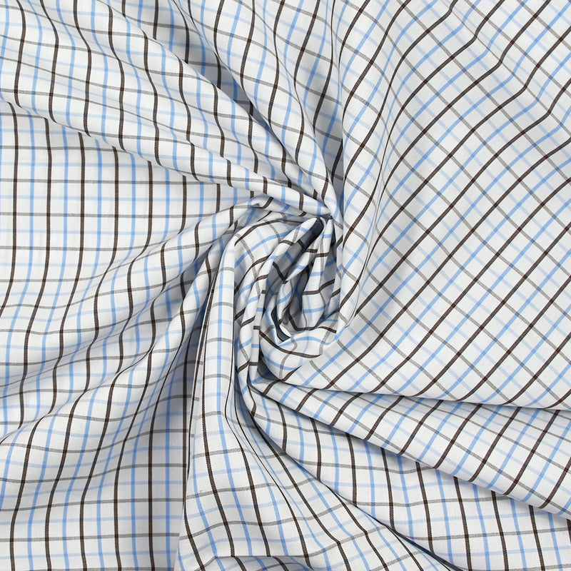 Cotton checked shirt brown and blue white background