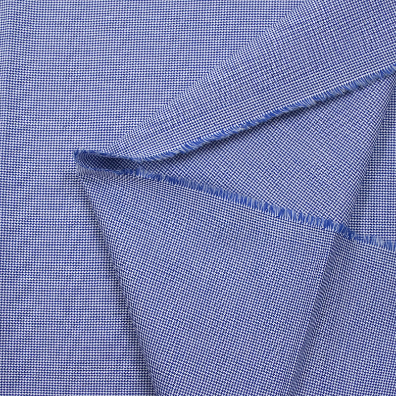 Coton tissé teint pied de puce bleu roi et blanc