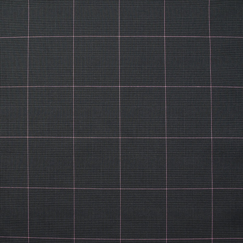 Coton tissé-teint Prince de Galles ligne rose fond anthracite