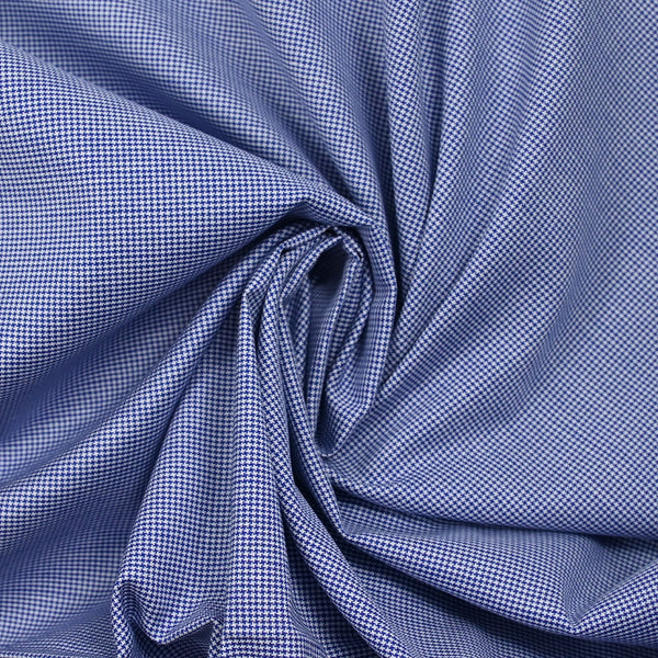 Coton tissé teint pied de puce bleu roi et blanc