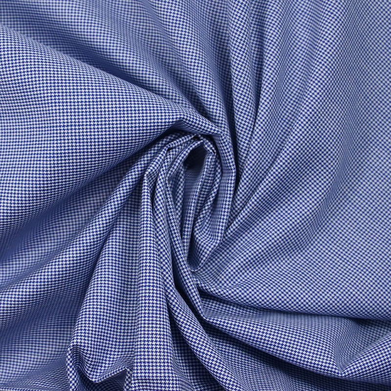 Coton tissé teint pied de puce bleu roi et blanc
