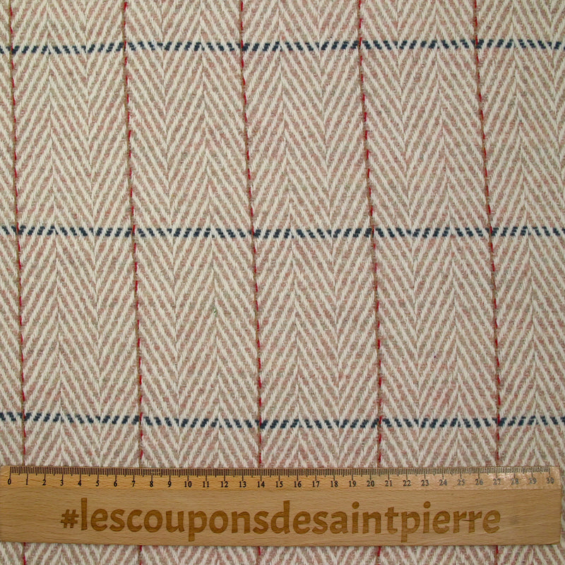 Laine mélangée chevron rose poudré et blanc cassé