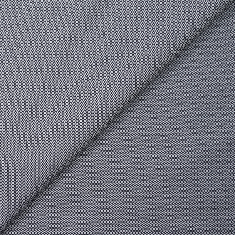 Coton fantaisie en jacquard bleu nuit et blanc