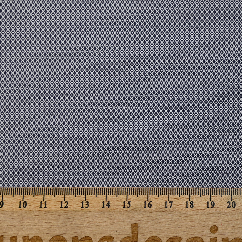 Coton fantaisie en jacquard bleu nuit et blanc