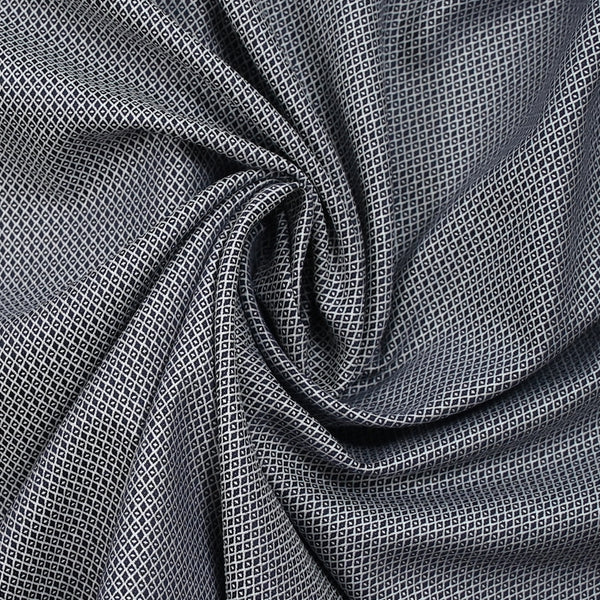 Coton fantaisie en jacquard bleu nuit et blanc