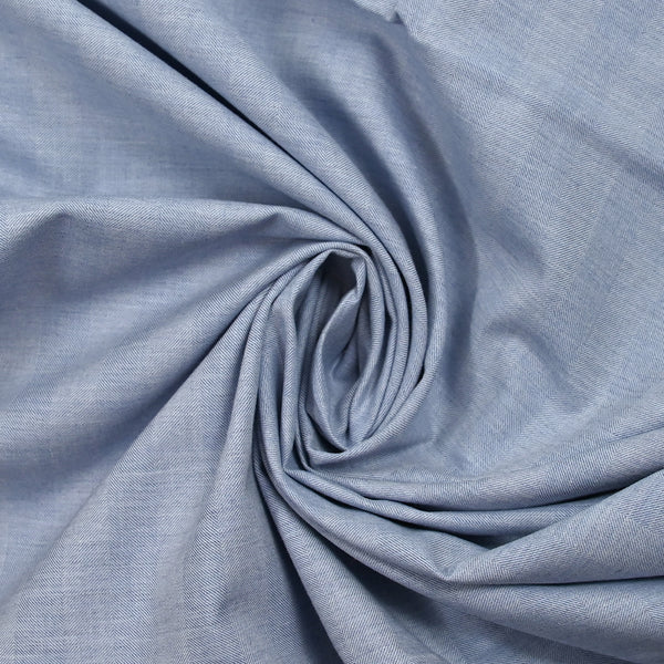 Coton tissé teint rayé chevrons bleu ciel chiné