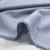 Coton tissé teint rayé chevrons bleu ciel chiné