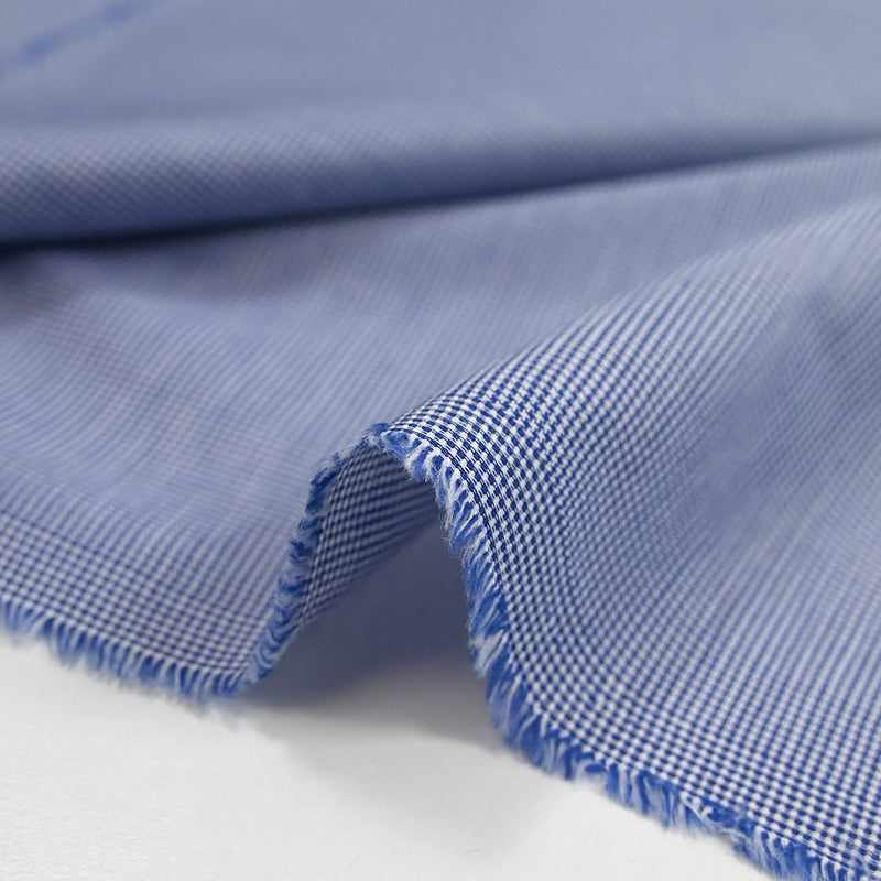 Coton tissé teint pied de puce bleu roi et blanc