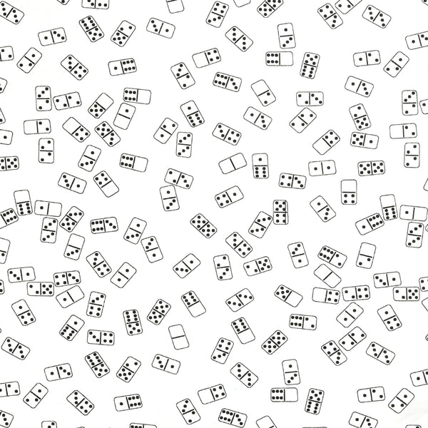 Coton imprimé domino noir et blanc