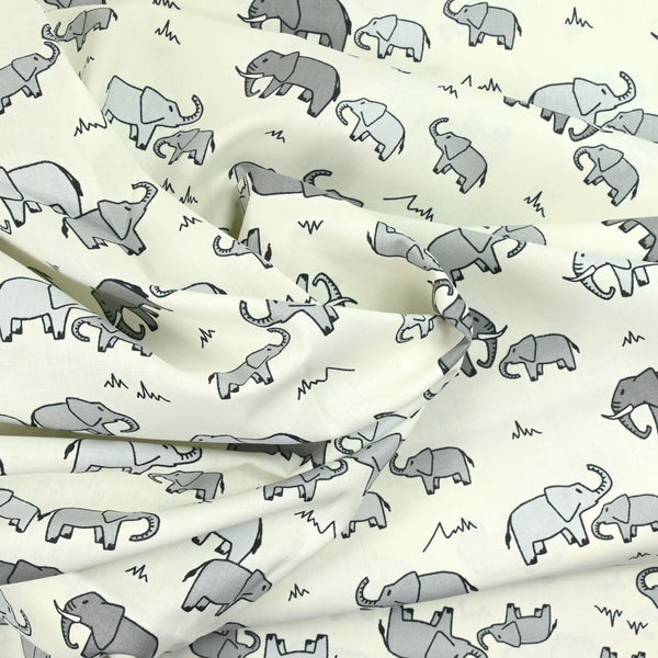 Cotton printed elephant white background broken
