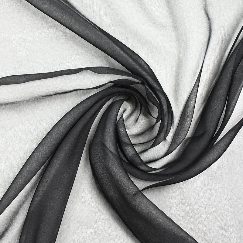 Mousseline 100% soie unie noir