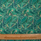 Jersey de coton imprimé jungle turquoise et vert