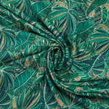 Jersey de coton imprimé jungle turquoise et vert
