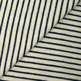 Maille 100% coton envers bouclette rayures bleu nuit fond écru
