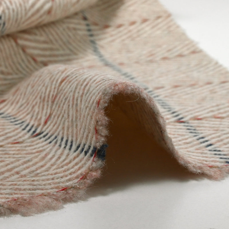 Laine mélangée chevron rose poudré et blanc cassé