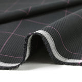 Coton tissé-teint Prince de Galles ligne rose fond anthracite