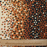 Jersey de coton imprimé évasion de pois noir, rouille et sable