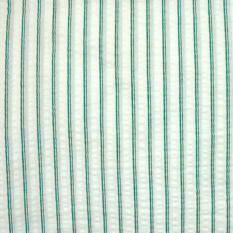 Coton Seersucker rayé vert et blanc