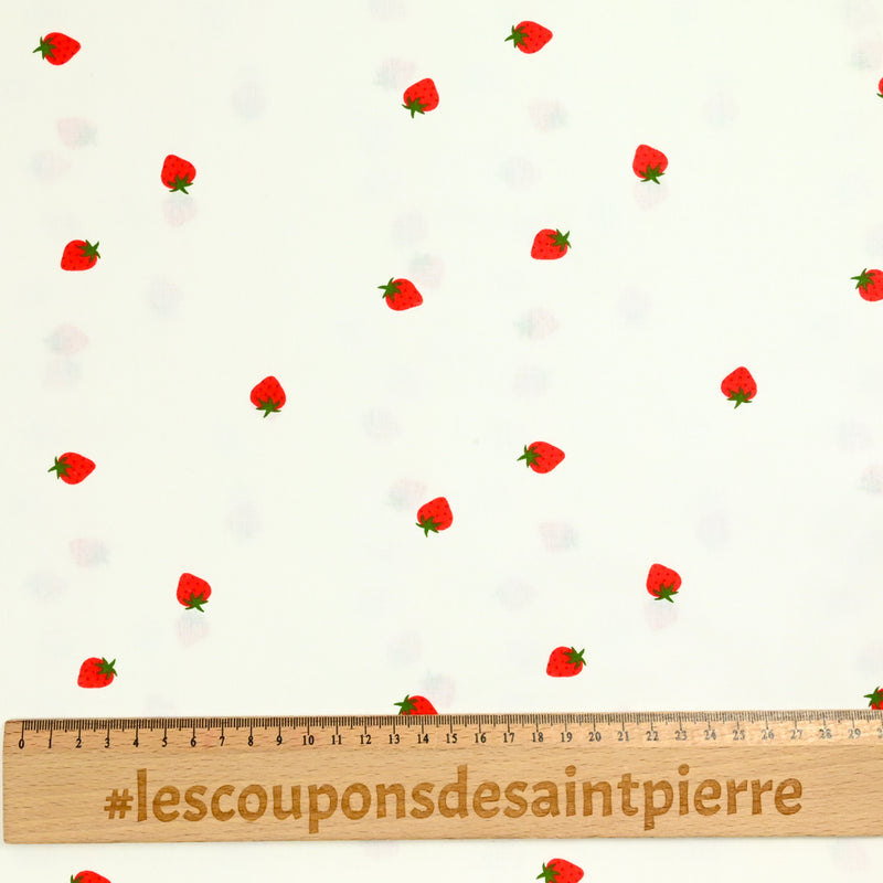 Cotton print red strawberry white background