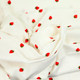 Cotton print red strawberry white background