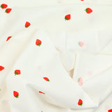 Cotton print red strawberry white background