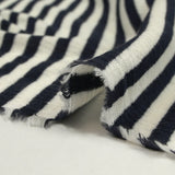 Jersey de coton pointelle rayé marine et blanc